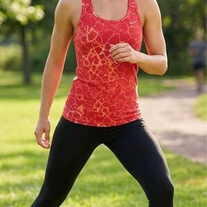 Nike Dri-Fit Red Marbled Pattern Tank Top Womens XS Sporty